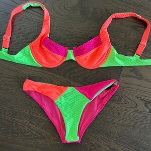 Vibrant Color Block Bikini Set